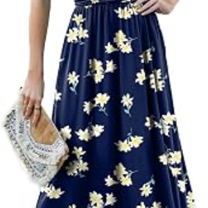 ANRILITA Womens Wrap V Neck Maxi Dress