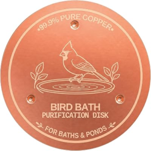 Copper Disc for Bird Bath, 99.99% Pure Copper Bird Bath Disk with Triple Point Support, Purification Water Plate for Outdoor BirdBaths, Bowls, Garden Fountain, Gift for Bird Lovers (Cardinal)