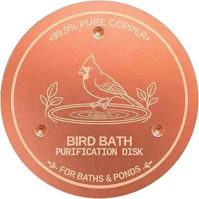 Copper Disc for Bird Bath, 99.99% Pure Copper Bird Bath Disk with Triple Point Support, Purification Water Plate for Outdoor BirdBaths, Bowls, Garden Fountain, Gift for Bird Lovers (Cardinal)
