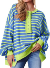 TANKANEO Oversized Striped Sweatshirts