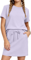 XMWEALTHY Girls Summer Outfits Skirt Set