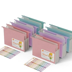 Extra Capacity Hanging File Folders, 3.15″ Reinforced Wheat Straw Expanding Hanging Folder Letter Size, Heavy Duty for Filing Cabinets, File Organizer for Office & Home-6 Packs