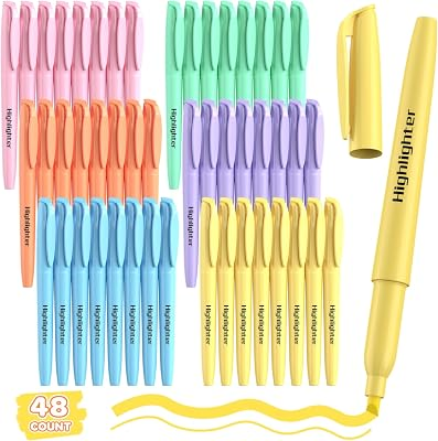 QICEWINLY 48 Count Pastel Highlighters Bulk