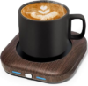 Mug Warmer – 3-Temp Settings Coffee Mug Warmer for Desk with 4 Hrs Auto Shut Off, Fastest Heating & Smart Wood Candle Warmer – Ideal Coffee Gifts Accessories Keep Beverages Coffee Warmer
