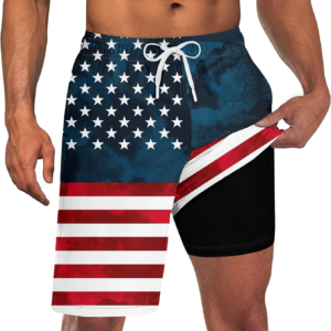 Goodstoworld Men’s Funny Swim Trunks with Compression Liner 2 in 1 Quick-Dry 9″ Stretch Shorts with Three Pockets