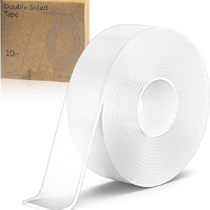 Double Sided Tape Heavy Duty – Nano Removable Adhesive Mounting Tape Wall Decor, Clear Sticky Picture Hanging Transparent Strips Command Tapes for Poster Carpet Art Craft Home Office School (10FT)
