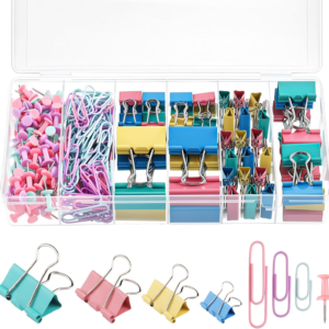 BESARME 279PCS Paper Clips and Binder Clips Set with Box, Assorted Sizes