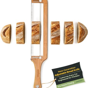 keechee Bread Pilot Adjustable Bread Knife – Upgraded Bread Slicer for Homemade & Sourdough Loaves, Serrated Stainless Blade with Precision Thickness Guide, Gift for Artisan Bakers