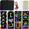 ZMLM Rainbow Scratch Paper Art Bookmarks for Kids Party Favors Birthday | 36 Pack Classroom Gifts Bulk,Goodie Bag Stuffers,Magic Scratch DIY Bookmarks Making Kit,Art Crafts for Boys Girls Ages 4-12