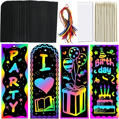 ZMLM Rainbow Scratch Paper Art Bookmarks for Kids Party Favors Birthday | 36 Pack Classroom Gifts Bulk,Goodie Bag Stuffers,Magic Scratch DIY Bookmarks Making Kit,Art Crafts for Boys Girls Ages 4-12