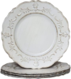 Spsyrine White Antique Charger Plate, 13″ Embossed Plastic Table Plate Chargers for Dinner, Set of 6 Elegant Decorations for Wedding, Dining, Party Events.