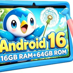 2026 Upgraded TABWEE Kids Tablet 10 Inch, Latest Android 16 Tablet for Kids Ages 6-12, 16GB RAM 64GB ROM (Expandable 2TB), HD Eye-Care Display, Parental Control, WiFi, Kid-Proof Case & Stylus Included