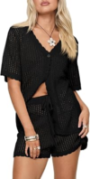 SAODIMALLSU Womens Crochet Swimsuit Coverup Sets