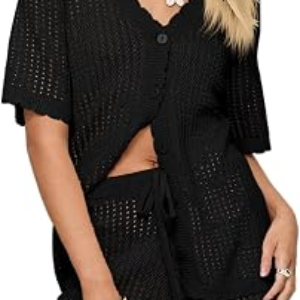 SAODIMALLSU Womens Crochet Swimsuit Coverup Sets