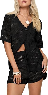 SAODIMALLSU Womens Crochet Swimsuit Coverup Sets