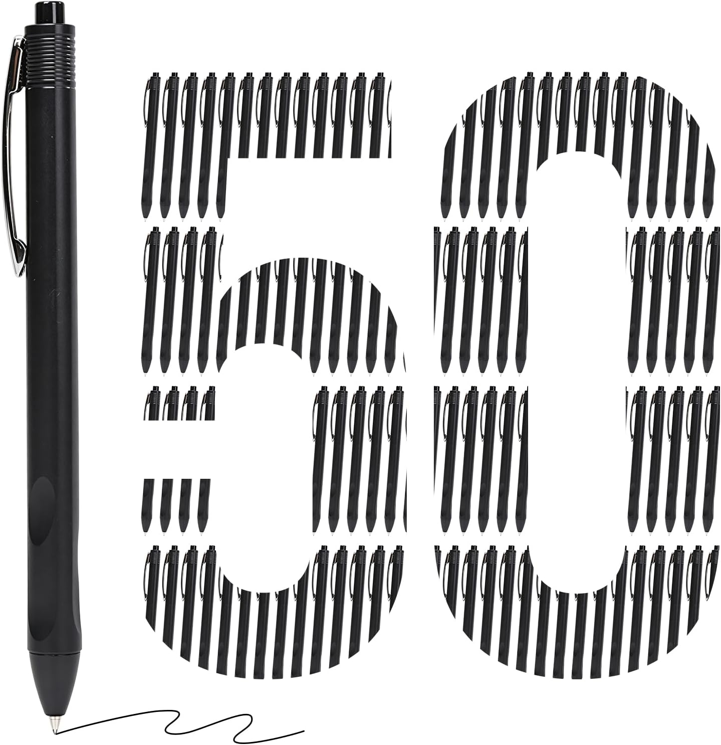 runisuoyuan 50 Pack Ballpoint Pens Bulk,1.0 mm Medium Point with Black Ink