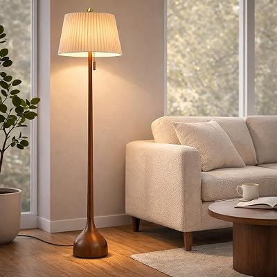 MOFFE 65" Mid Century Modern Vintage Real Wood Floor Lamp
