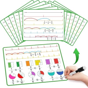 Laffunz 12 PCS Fraction Manipulatives Dry Erase Flash Cards Math Manipulatives, Fraction Circles Math Games for Kids Elementary School 1st – 6th Grade Homeschool Supplies Teacher Classroom Must Have