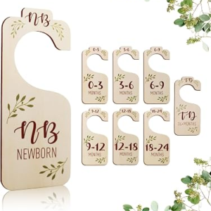 Wooden Baby Closet Dividers – Set of 8 Baby Clothes Organizer from Newborn to Toddler, Double-Sided Gender Neutral Baby Clothes Dividers