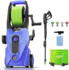 Pressure Washer 5000PSI High Power Washer with 33ft Pressure Hose Reel, 4 Nozzles and Foam Cannon, for Home, Cars, Fences, Patio (Light Blue)