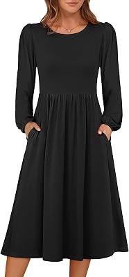 ANRABESS Long Sleeve Casual Midi Dress |