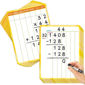 Laffunz 12 Packs Long Division & Multiplication Flash Cards: Math Manipulative Dry Erase Board, Math Games Chart for 2nd 3rd 4th Grade Classroom Must Haves, Homeschool Supplies Teacher Essentials