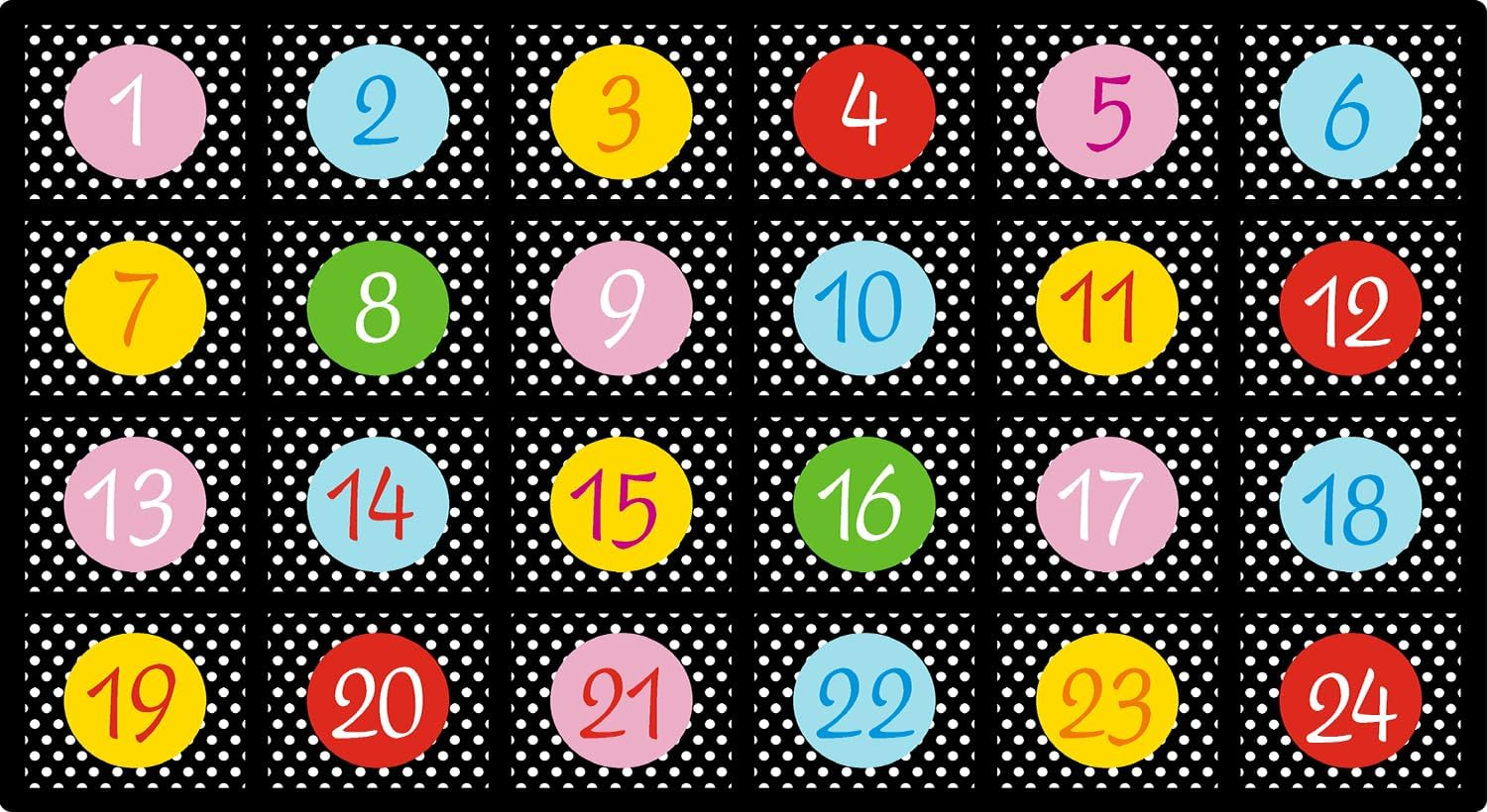 ABCarpet Number Classroom Rug 7'6''x13'1'' Educational Learning Carpet Black Colorful Classroom Rug with 24 Seats Non-Slip Fade-Resistant for Circle Time, Preschool, Daycare, Playroom