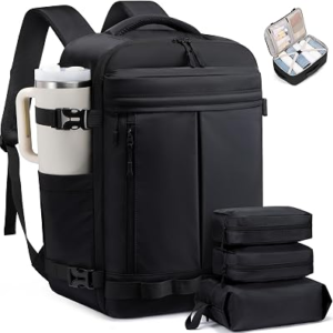 LOVEVOOK 40L Travel Backpack for Women Men, Airline Approved Carry On Luggage with 3 Cubes Accessories, TSA Personal Item Travel Cruise Essentials, Waterproof Weekender Overnight Bags fits 1
