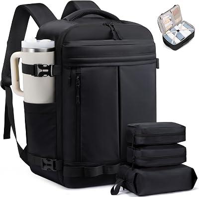 LOVEVOOK 40L Travel Backpack for Women Men, Airline Approved Carry On Luggage with 3 Cubes Accessories, TSA Personal Item Travel Cruise Essentials, Waterproof Weekender Overnight Bags fits 1