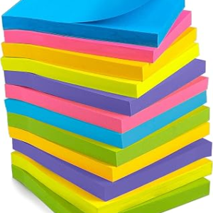 OHOME Sticky Notes – 12 Pads, 3”x3” – Colorful Self-Stick Post Notes Bulk – Office Desk Accessories | Teacher Classroom Must Haves,Aesthetic School Supplies for Home,Back to School Essential