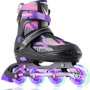 Adjustable Inline Skates for Girls and Boys, Roller Skates with All Light Up Wheels, Patines para Mujer for Kids and Adults, Men, Women
