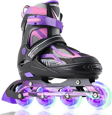 Adjustable Inline Skates for Girls and Boys, Roller Skates with All Light Up Wheels, Patines para Mujer for Kids and Adults, Men, Women