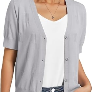 GKBK Women Cropped Short Sleeve Cardigan