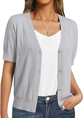 GKBK Women Cropped Short Sleeve Cardigan