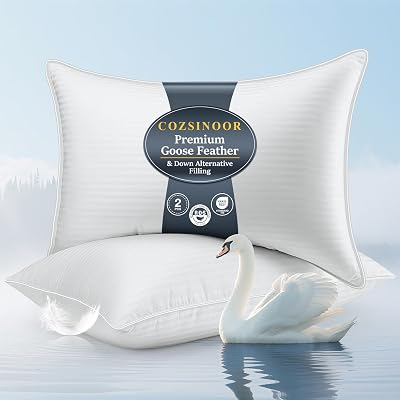 COZSINOOR Goose Down Feather Pillows Set of 2