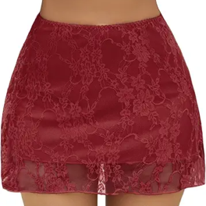 Avidlove Red Mini Skirt for Women Sexy Lace Skirts Y2k Micro Concert Short Skirt Wine Red XS
