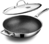 DOTCLAD Wok pan,Hybrid 13 inch Wok with Lid, PFOA Free Cookware,non stick Stainless Steel Woks & Stir-fry pans Nonstick, Dishwasher and Oven Safe, Works on Induction