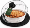2 in 1 EZMO 10-Inch Glass Microwave Splatter Cover for Food with Silicone Mat