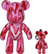 Coniuty DIY Painting Fluid Bear + Keychain Creativity Paints Set for Home Decoration (Red+White+Pink 9inch)
