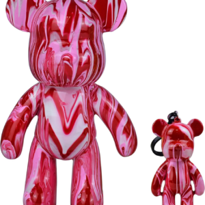Coniuty DIY Painting Fluid Bear + Keychain Creativity Paints Set for Home Decoration (Red+White+Pink 9inch)