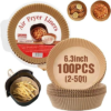 Disposable Air Fryer Paper Liners, 100 Pcs Round Non-Stick Parchment Paper, Oil-proof,Water-proof Cooking Baking Roasting Filter Pater for Air Fryers Basket, Microwave Oven, Frying Pan