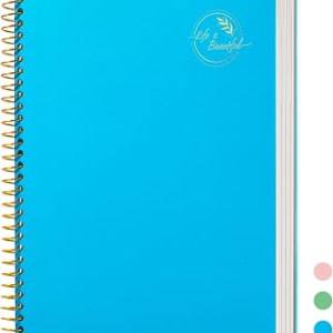 FLYING EAGLE Spiral Notebook 8.5 X 11, 1 Subject, 200 Pages College Ruled Notebook, 3-Hole Punched Paper, Hardcover Spiral Bound Notebooks for Work, School, Lined Note Taking, Blue