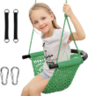 Hand-Knitting Toddler Swing, Swing Seat for Kids with Adjustable Ropes, Little tikes Swings Set, for Outdoor Indoor, Playground, Backyard (Green)