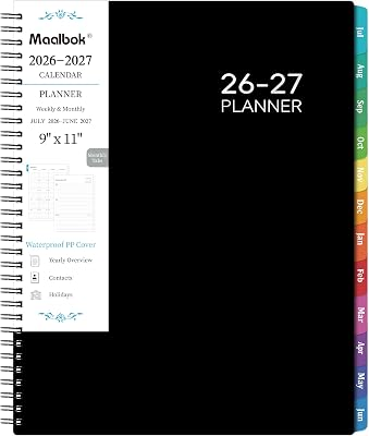 Planner 2026-2027, Academic Planner2026-2027 - 2026-2027 Weekly and Monthly Planner, A4(9" x 11"), July 2026 - June 2027, Storage Pocket, Daily Agenda Book, College Organizer Notebook, Teacher Student Planning Book with Tabs, Enterprise