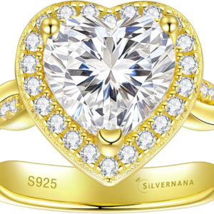 1/1.5/2CT 925 Sterling Silver Heart Moissanite Engagement Rings for Women D Color VVS1 Heart-Shaped Promise Ring for Her Size 4-10