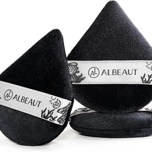 Albeaut Triangle Powder Puffs 3 Pcs, Velour Makeup Puffs for Foundation