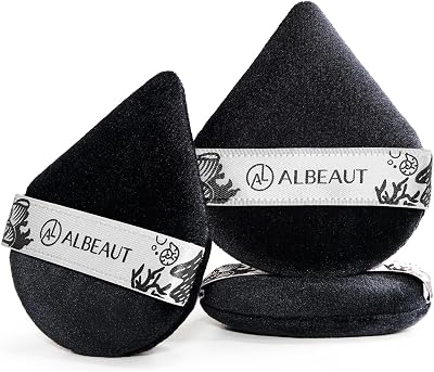 Albeaut Triangle Powder Puffs 3 Pcs, Velour Makeup Puffs for Foundation