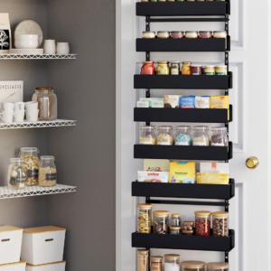 NQW 8-Tier Over Door Organizer, Sturdy Slim Hanging Spice Rack for Cabinet & Pantry, Black