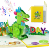 FaCraft Dinosaur Musical Birthday Cards for Kids – Music & Light 3D T-Rex