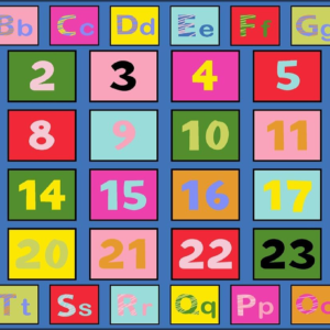 ABC Alphabet Rug 7’6″x13’1″ Nylon Numbers Educational Learning Carpet Durable Colorful Classroom Rug with 24 Square Seats Rectangle Kids Room Playmat for Preschool, Elementary, Nursery, Playroom